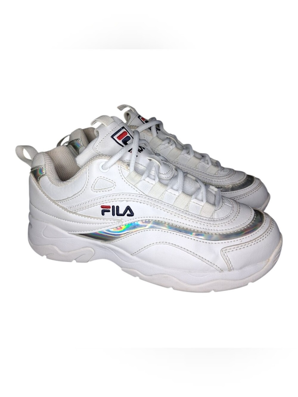 FILA Ray Shoes White Iridescent Streetwear Fashion Sneakers Women's Size 7